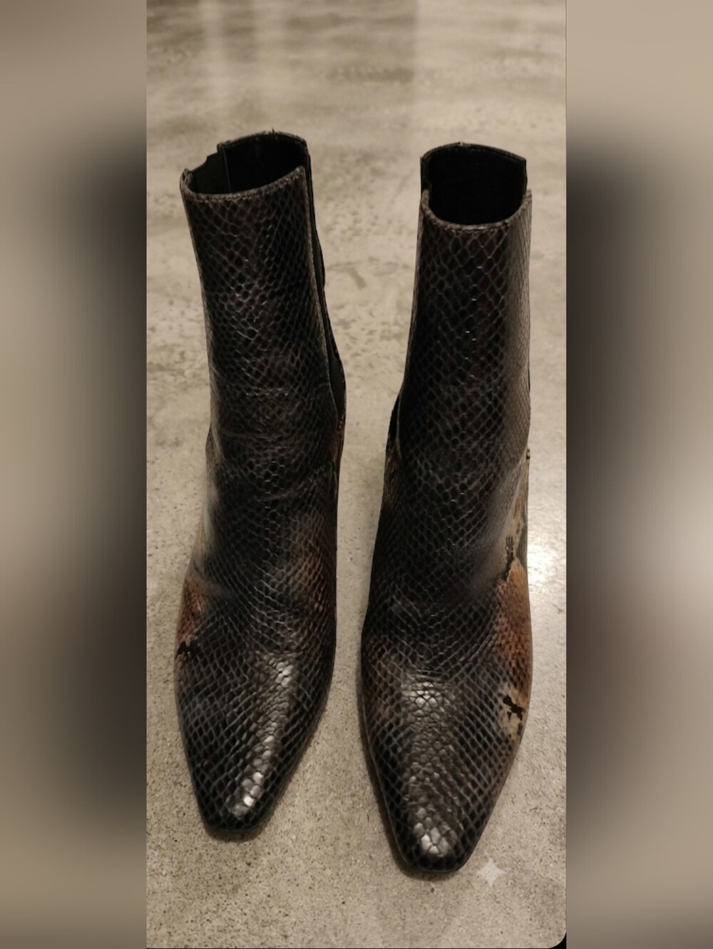 Donald Pliner Snakeskin Embossed Leather Chelsea Booties - Size 7M